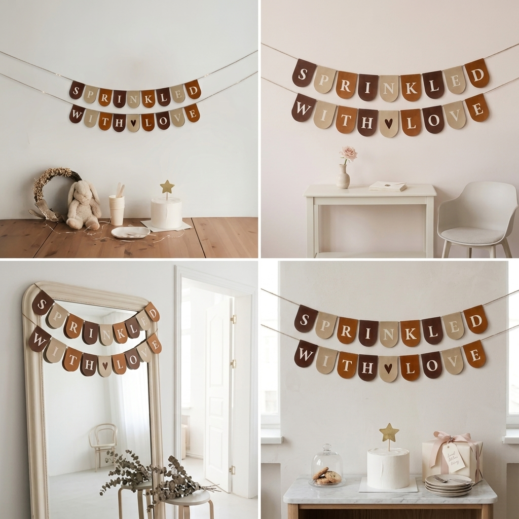Brown baby shower buntings