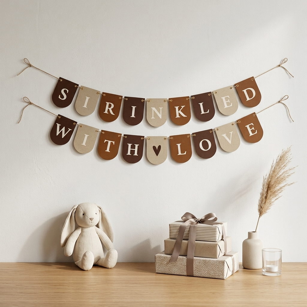 Brown baby shower buntings