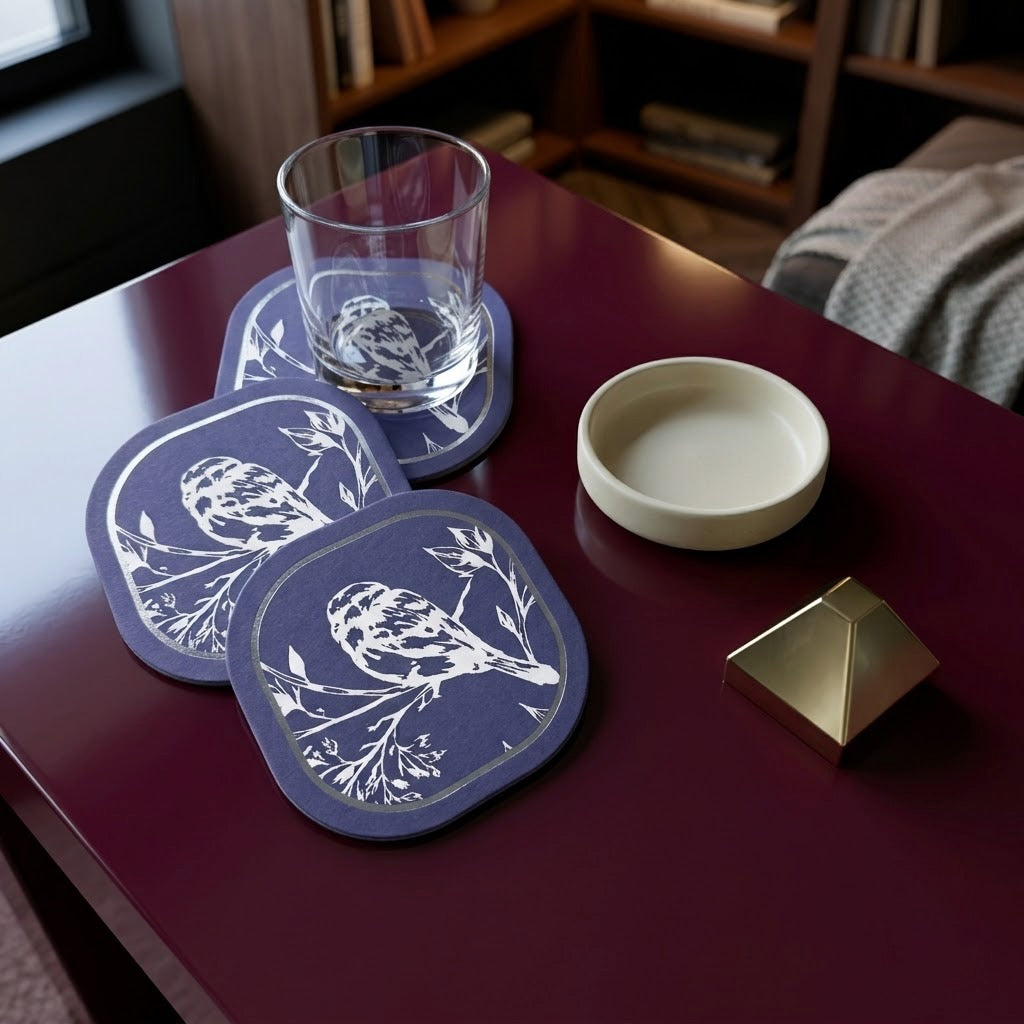 Blue Jay II Foiled Coasters