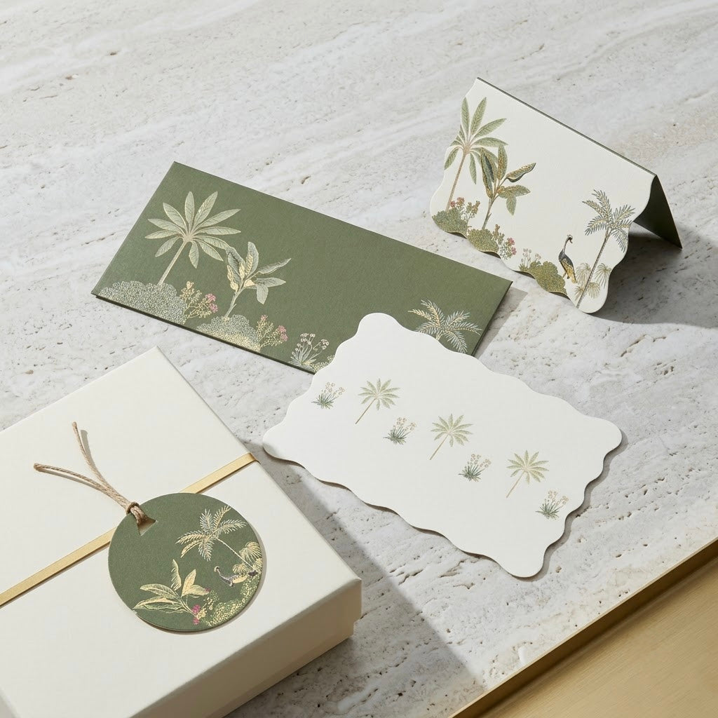 Garden pavilion Foiled Gifting Set — Money Envelope + Note Card + Tag + Folded Card
