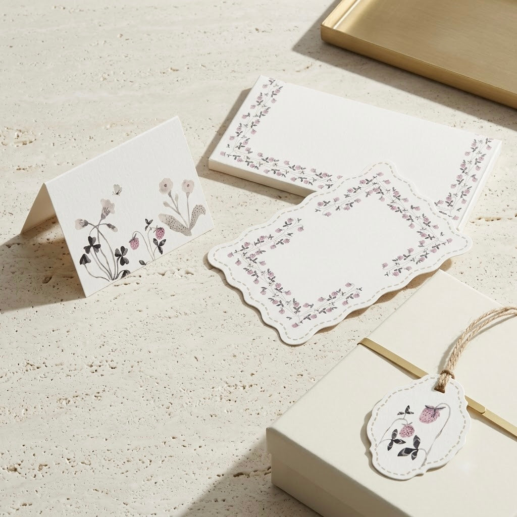 Briar Gifting Set — Thick Money Envelope + Note Card + Tag + Folded Card
