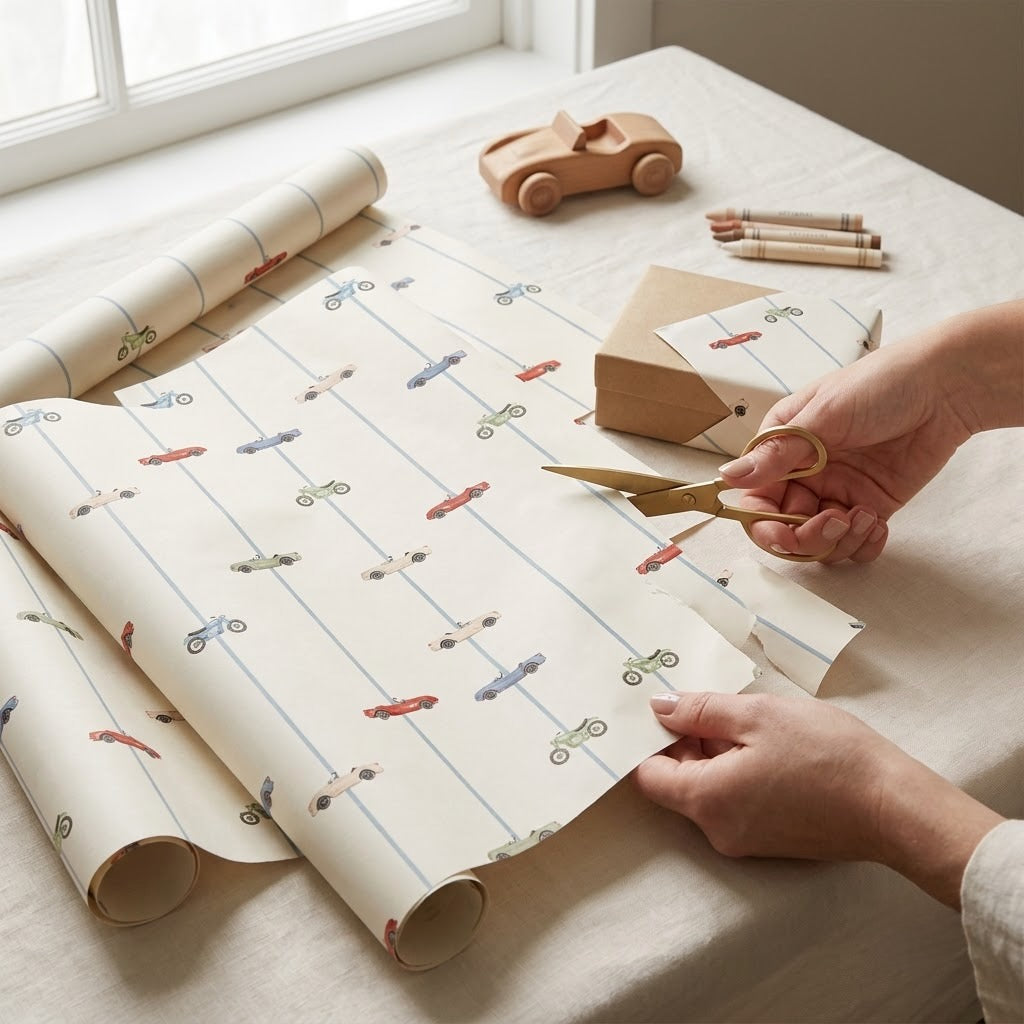 Vroom Wrapping Sheets + Folded Cards