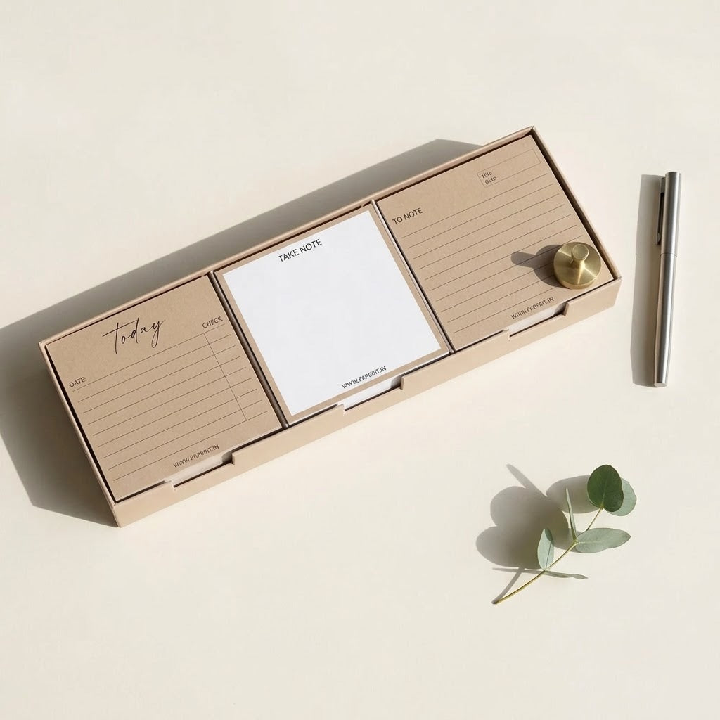 Brown memo pads box