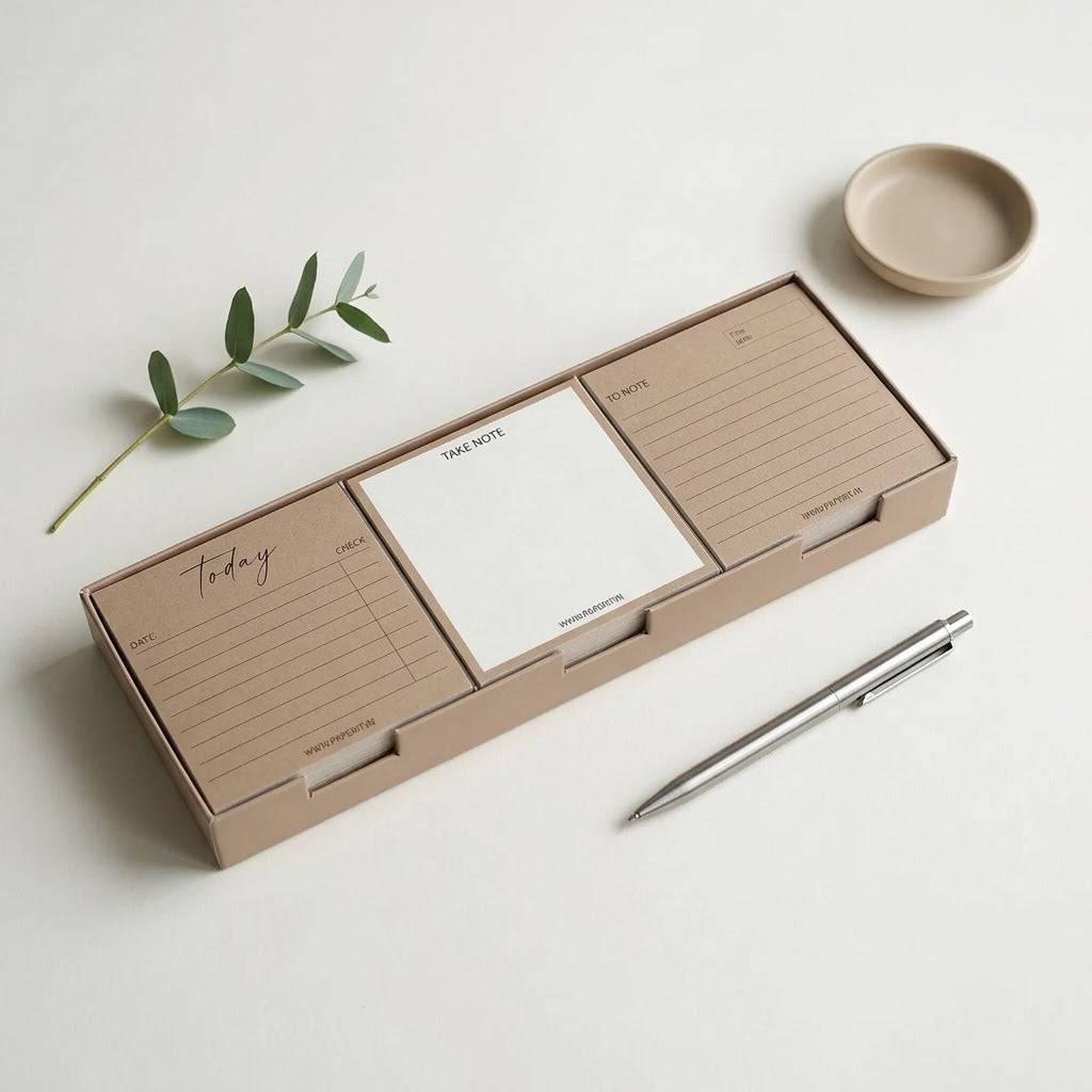 Brown memo pads box