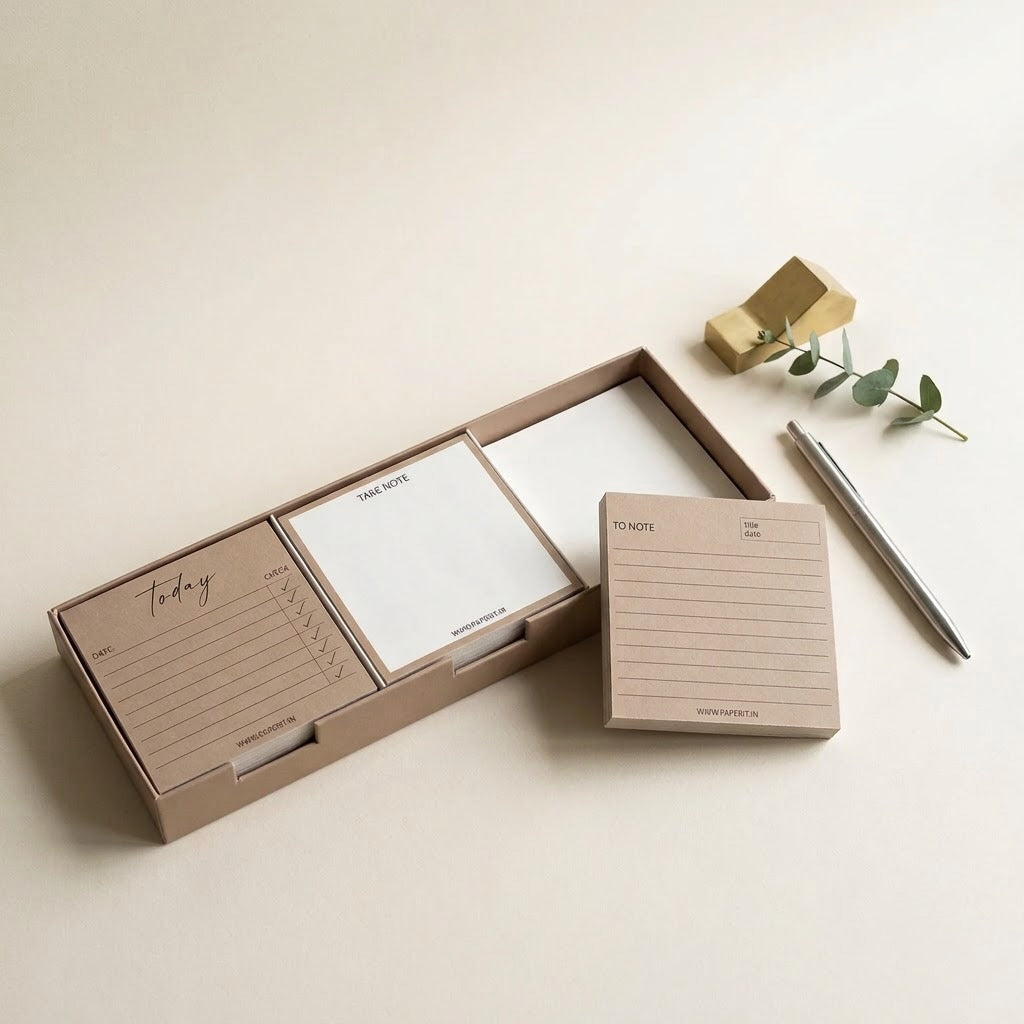 Brown memo pads box