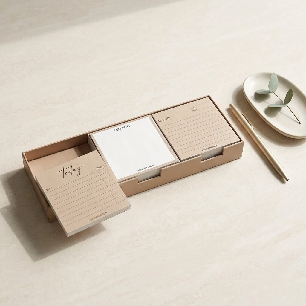 Brown memo pads box