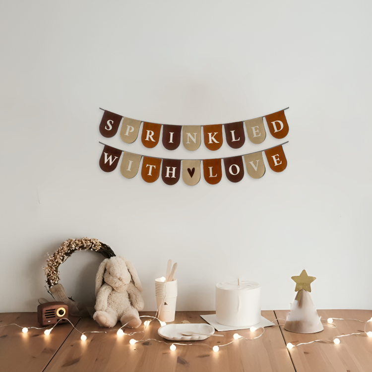 Brown baby shower buntings