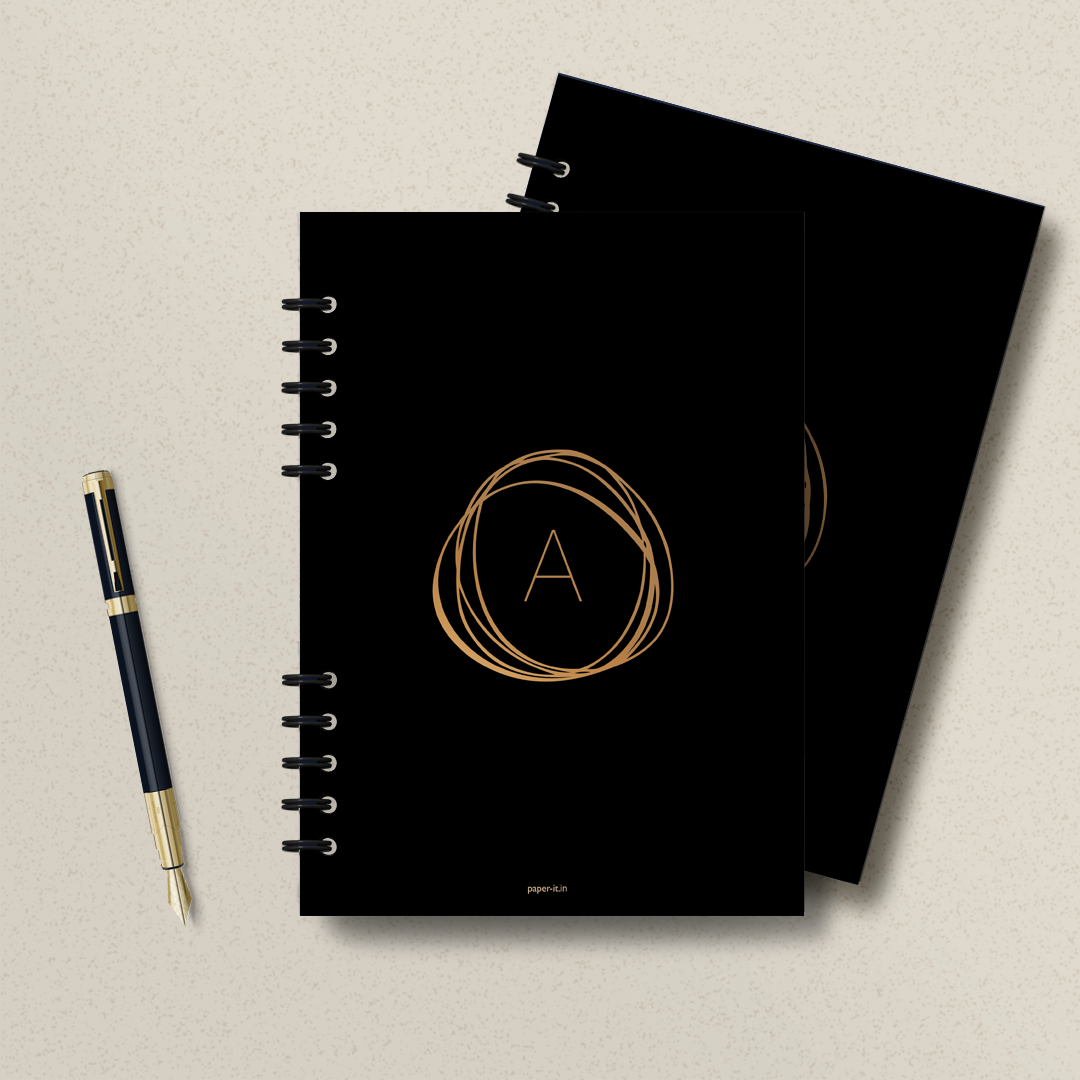 Initial Black Notebook <br/> (Gold foiling) - PAPER-IT
