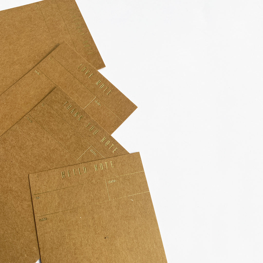 Kraft note cards + envelopes <br/> (foiled) set of 4
