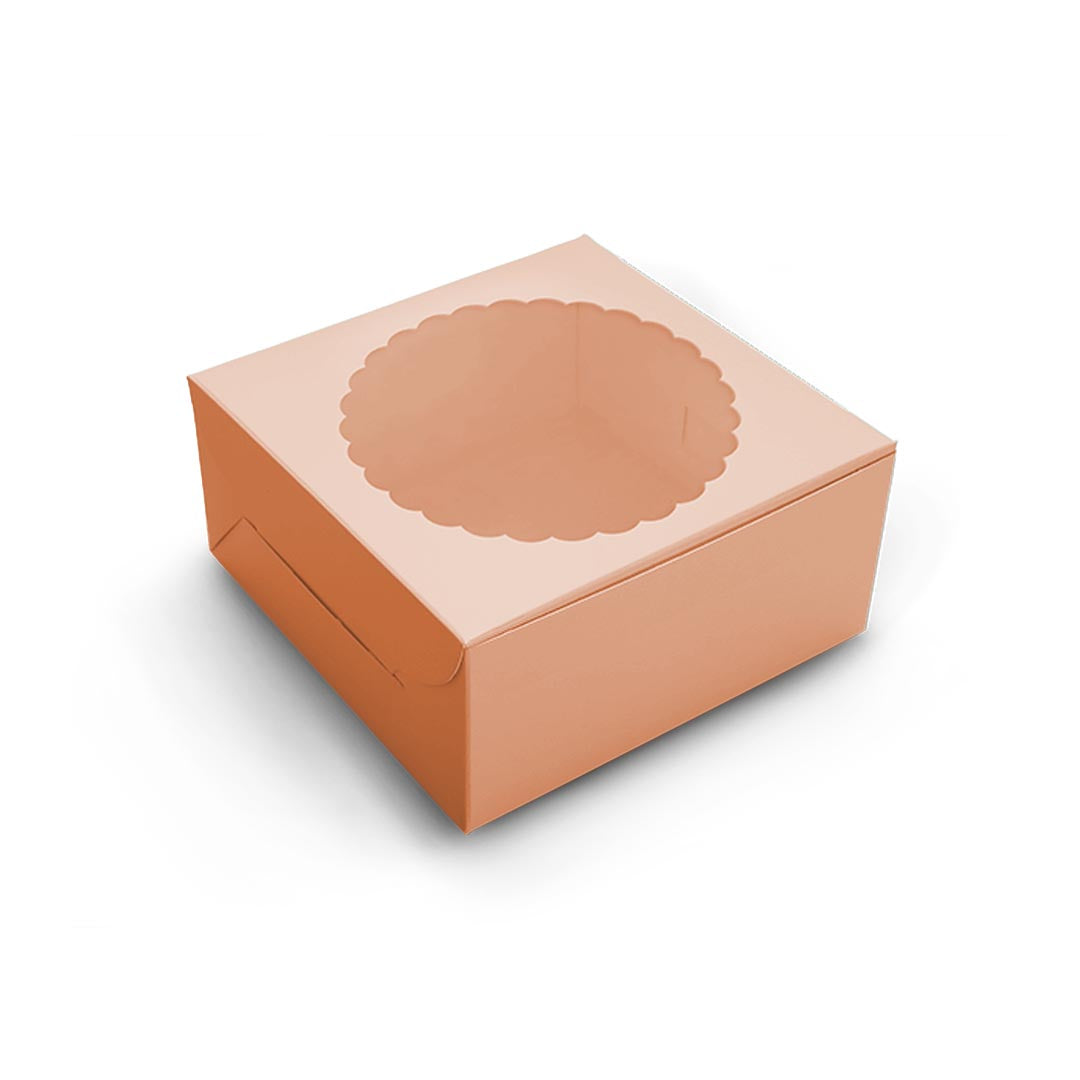 Peach 1/2 kg Cake Box <br/> 8″X8″X5″ - PAPER-IT