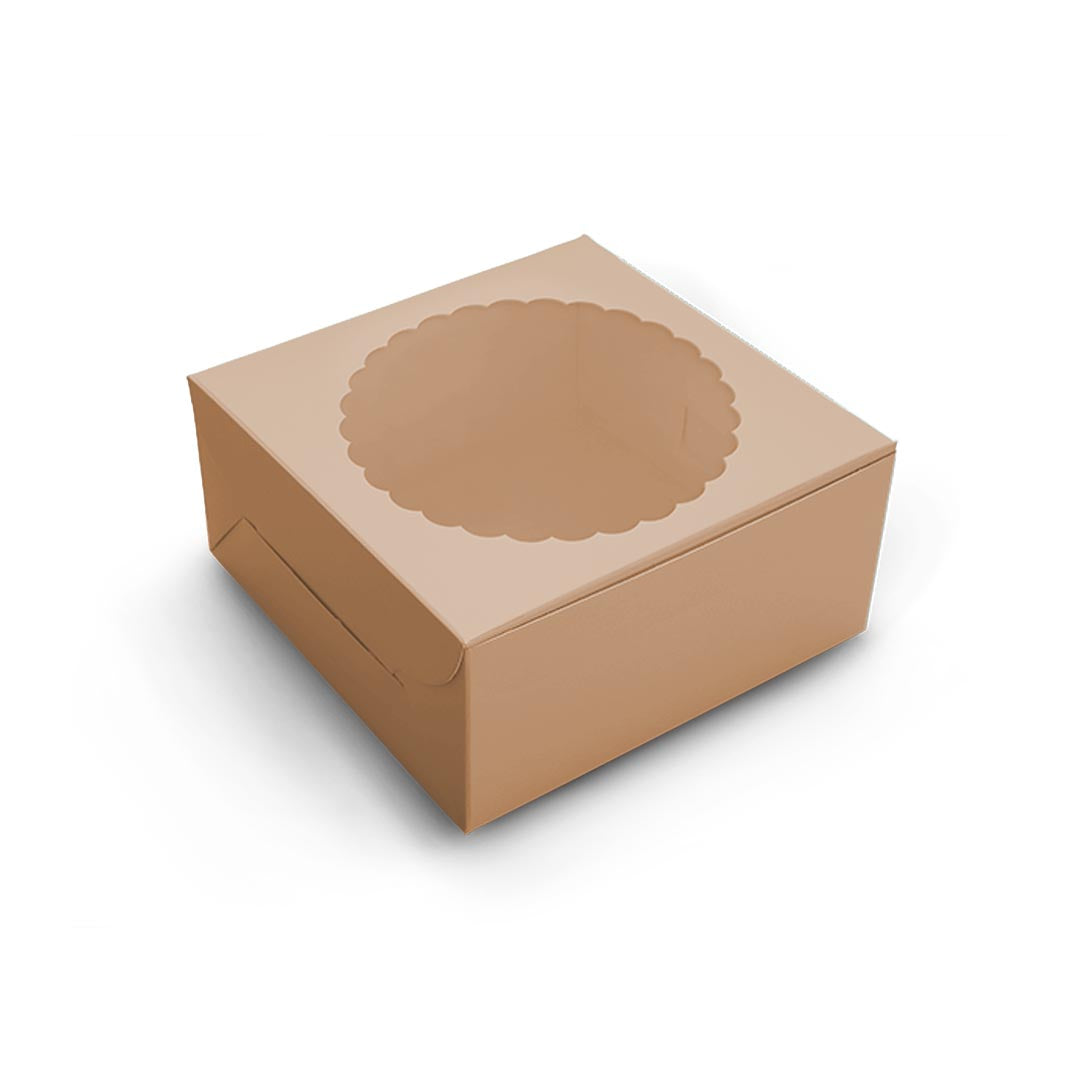 Brown 1/2 kg Cake Box <br/> 8″X8″X5″ - PAPER-IT