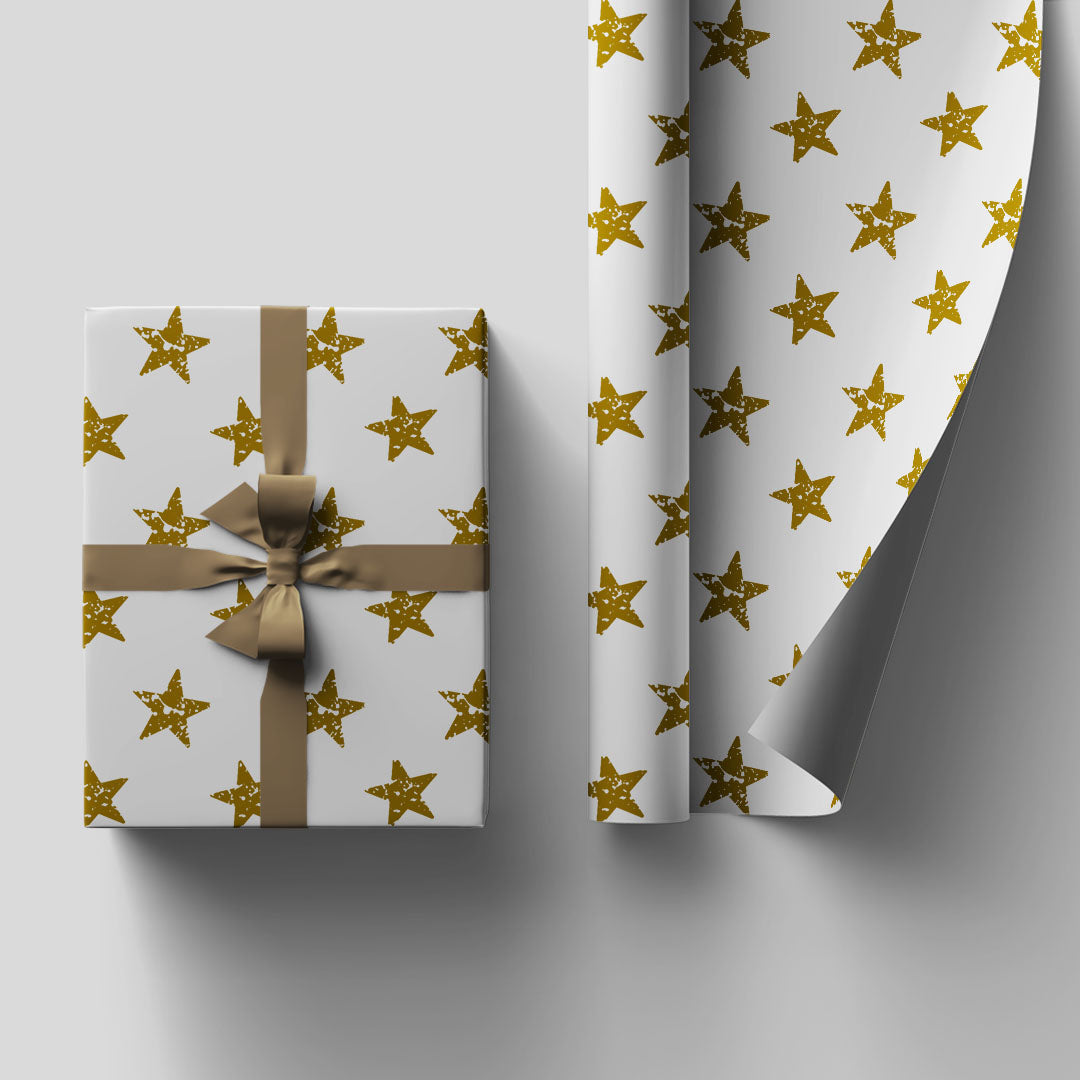 Christmas stars wrapping sheets+note cards (set of 5)
