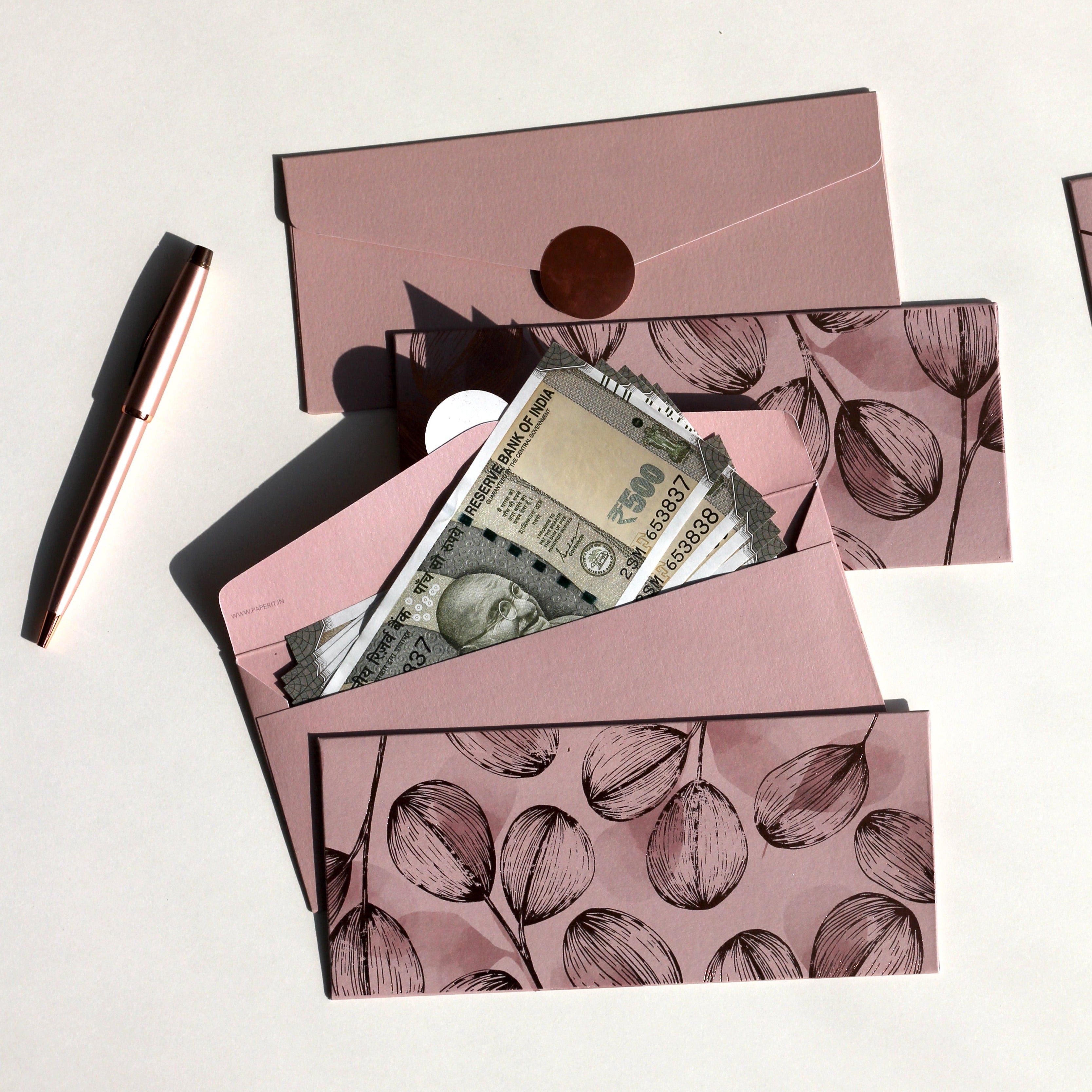 Rose money envelopes (foiling) set of 12