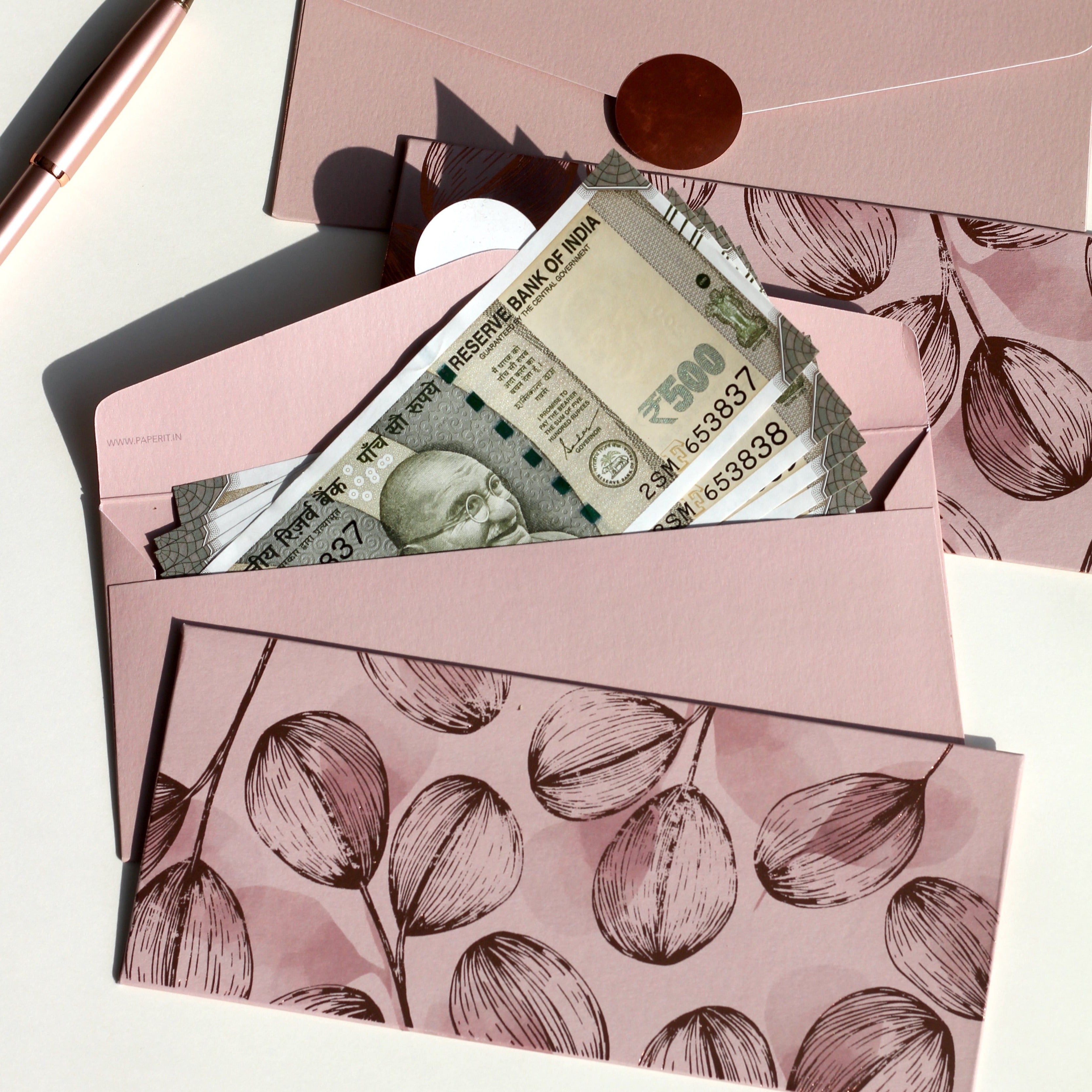 Rose money envelopes (foiling) set of 12