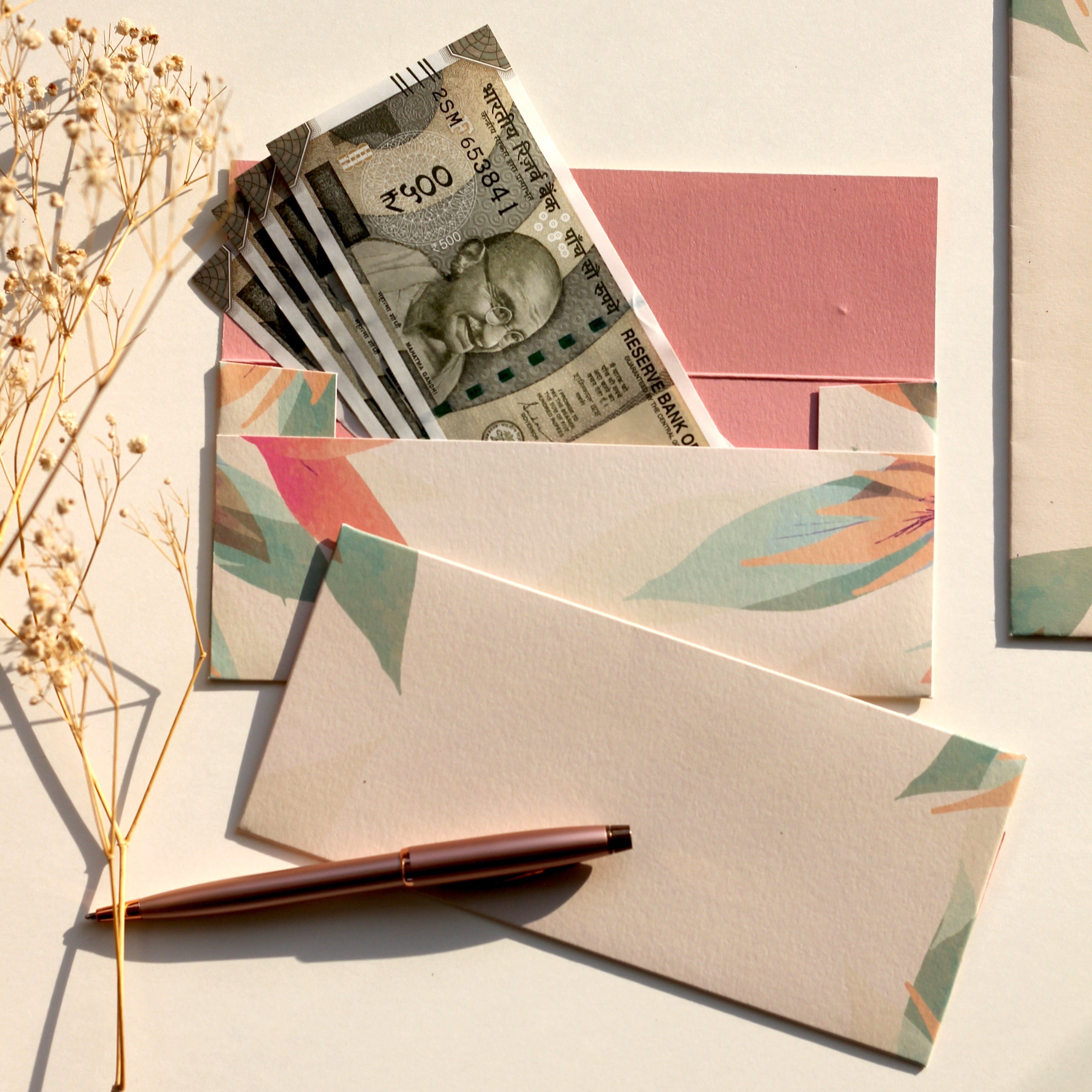 Barely pink money envelopes <br/> set of 12