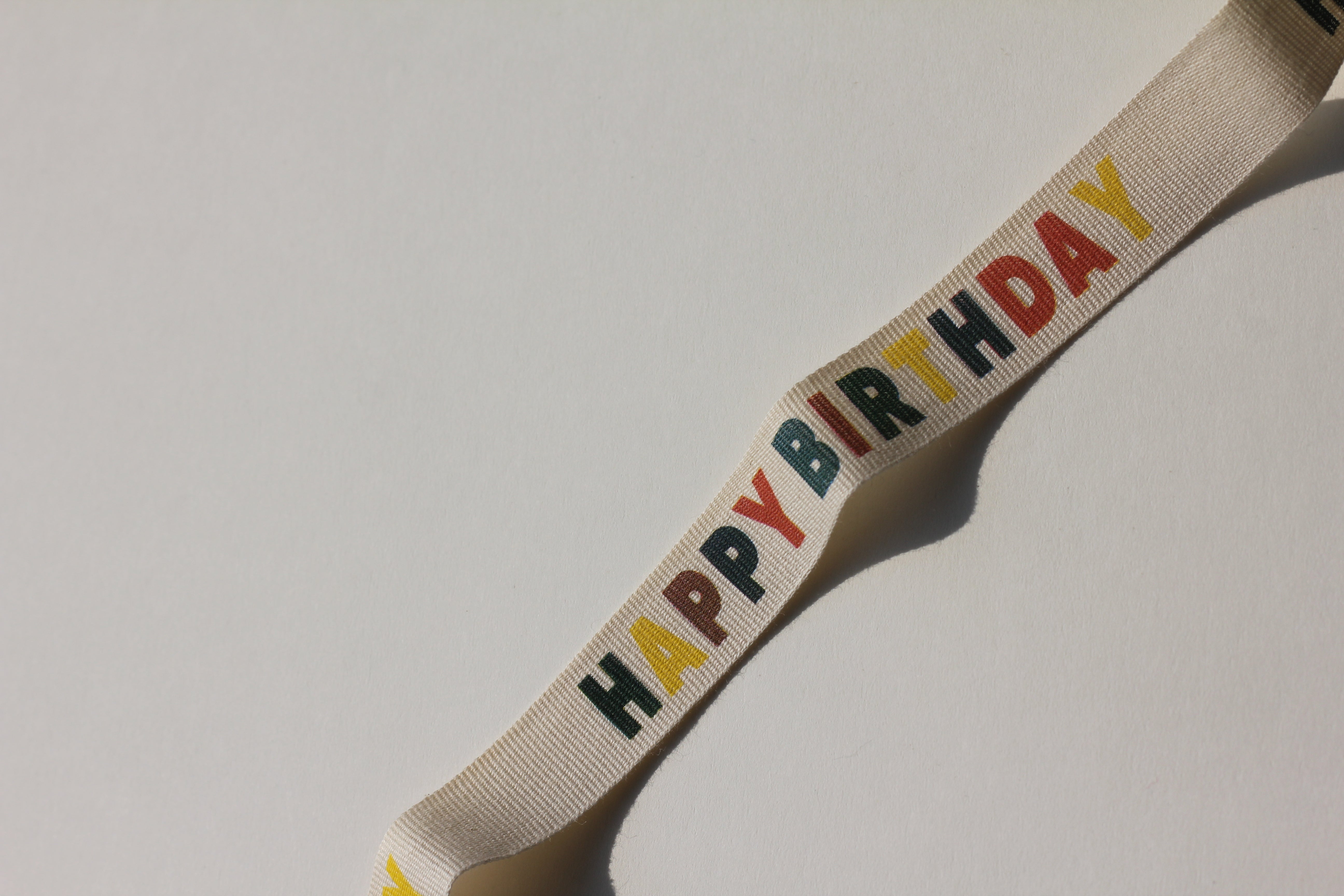 Happy birthday + bunting cotton ribbons (3 metre) <br/> set of 2