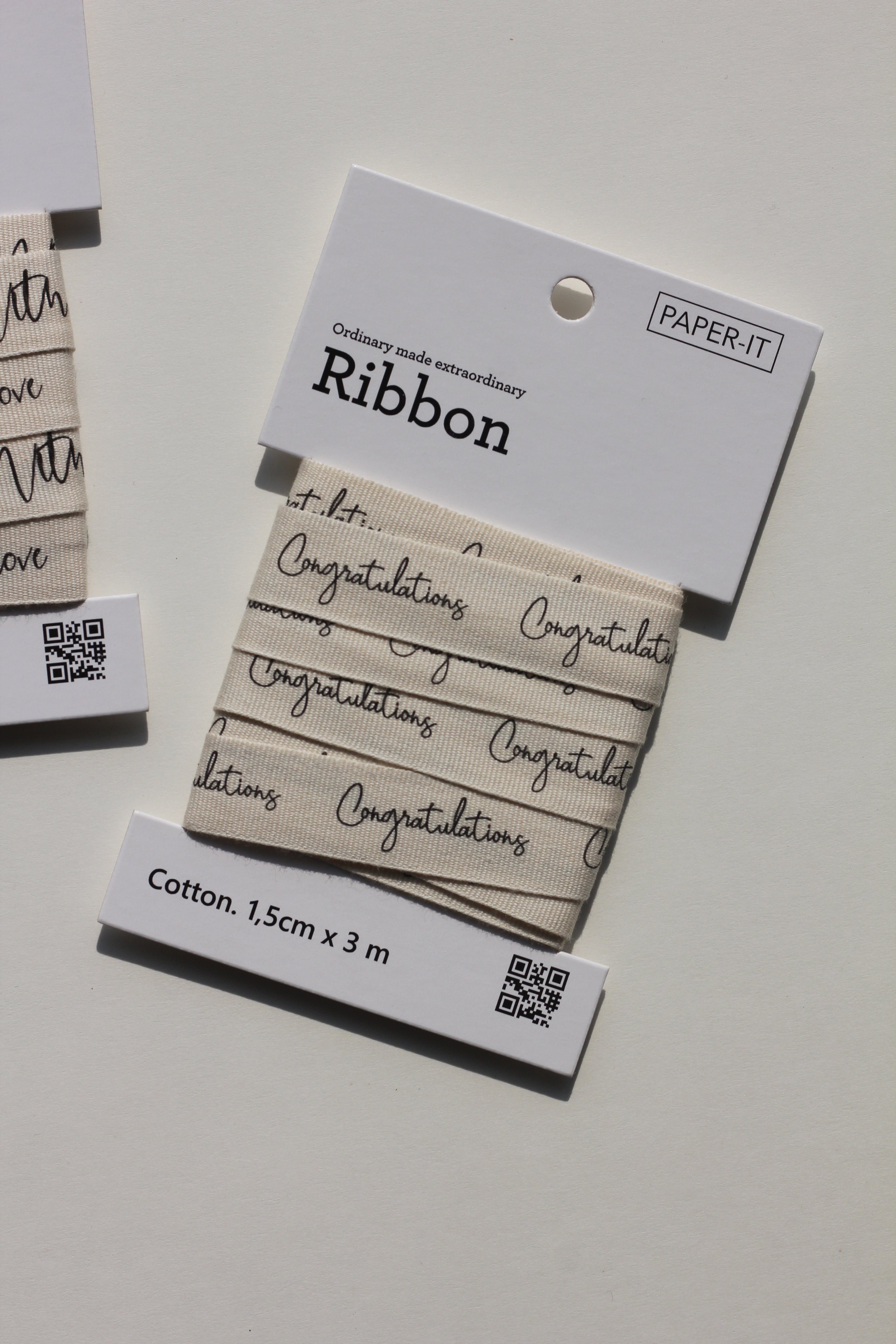 With love + Congratulations cotton ribbons (3 metre) <br/> set of 2