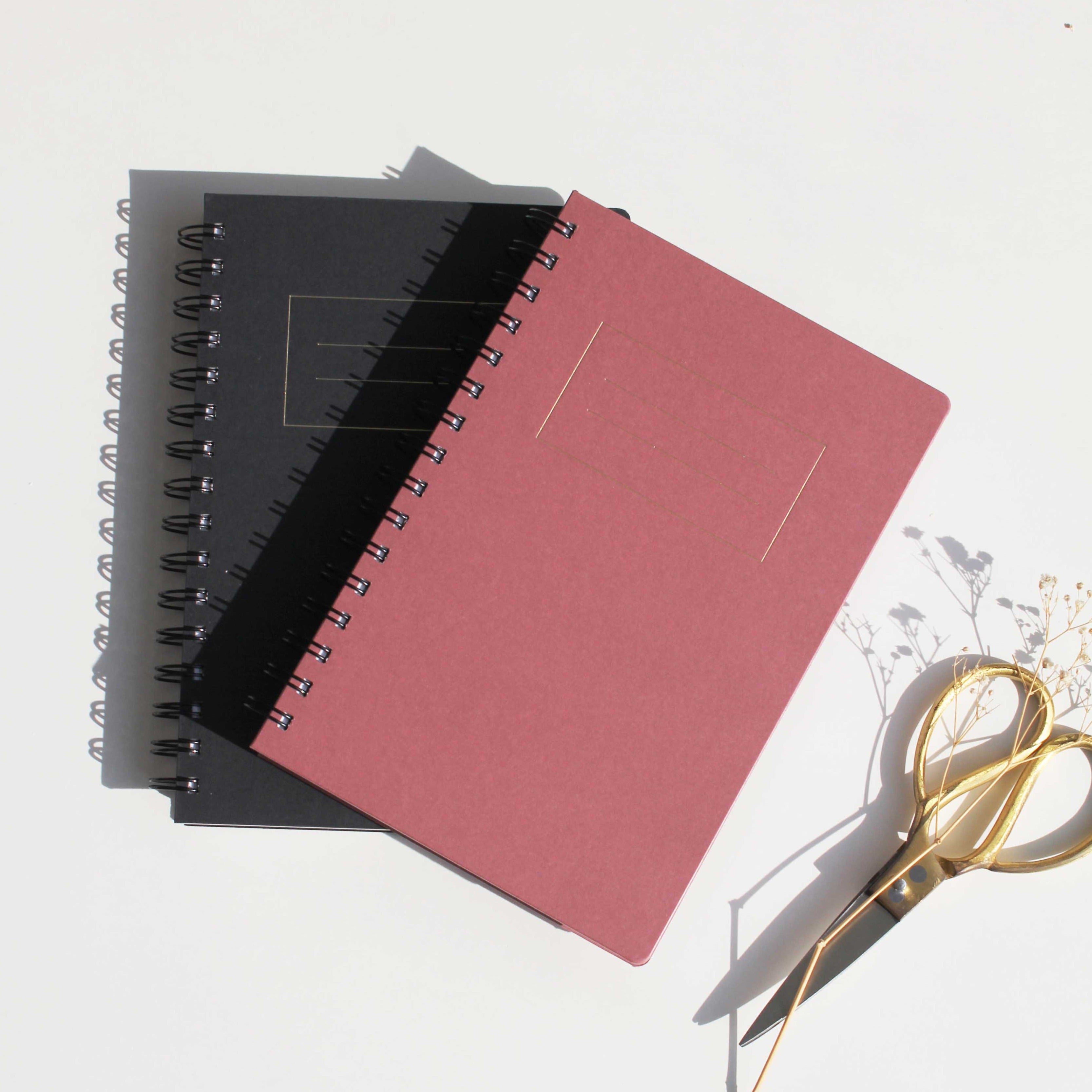 A5 Rosebud + Black Foiled Notebook (Set of 2)