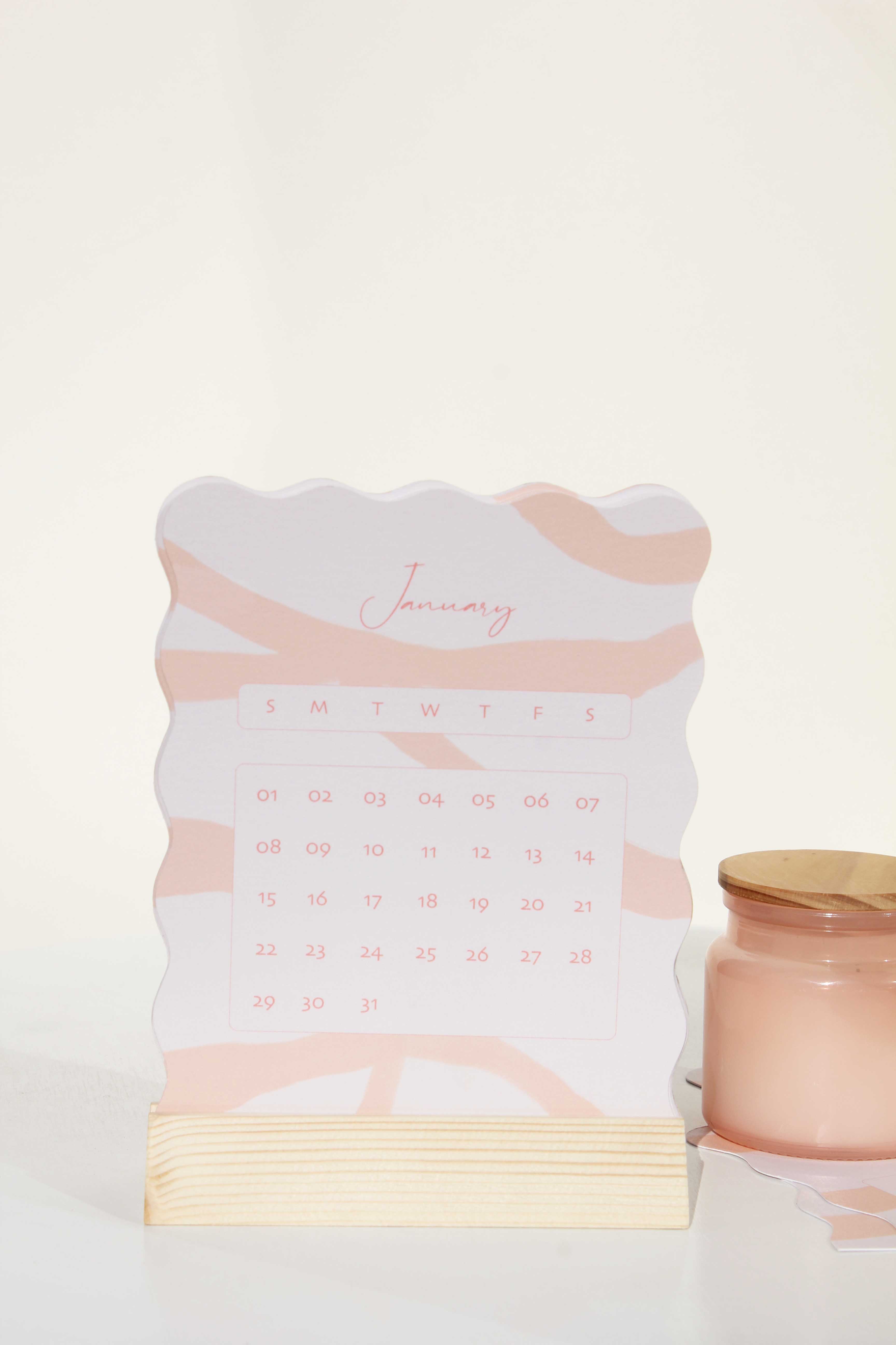 2023 pale peach mini table calendar