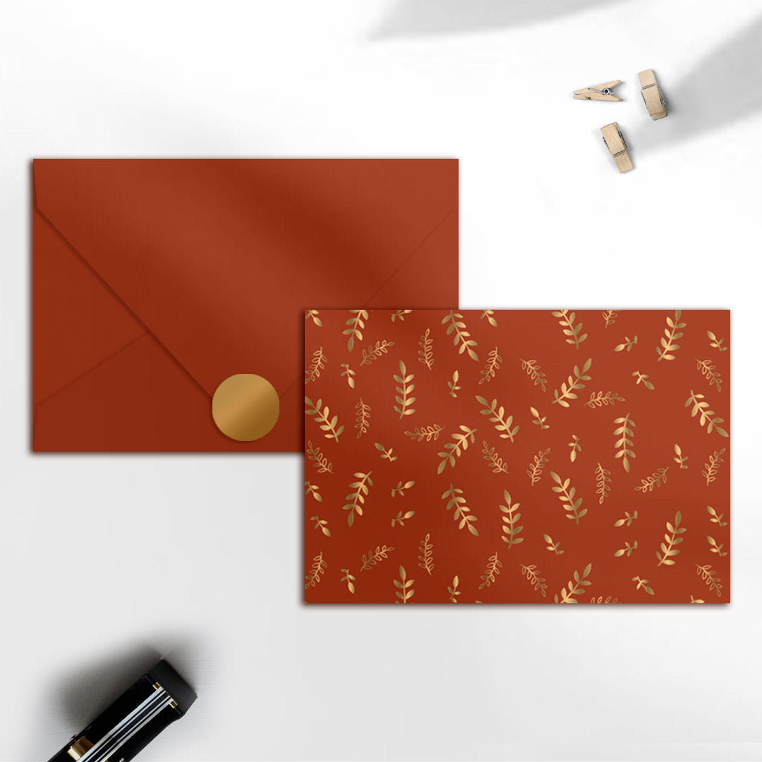 Coral invitation envelopes (foiling) set of 5 - PAPER-IT