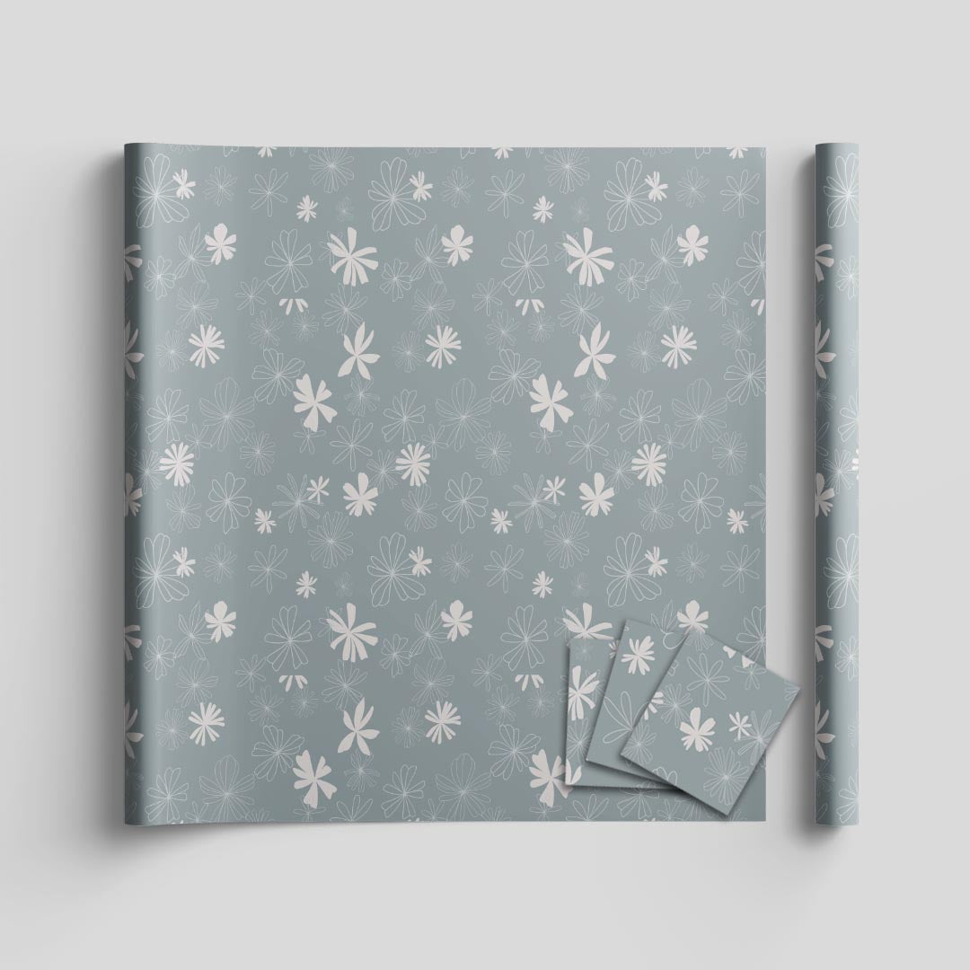Blooming buds wrapping sheets+note cards<br/>(set of 5) - PAPER-IT
