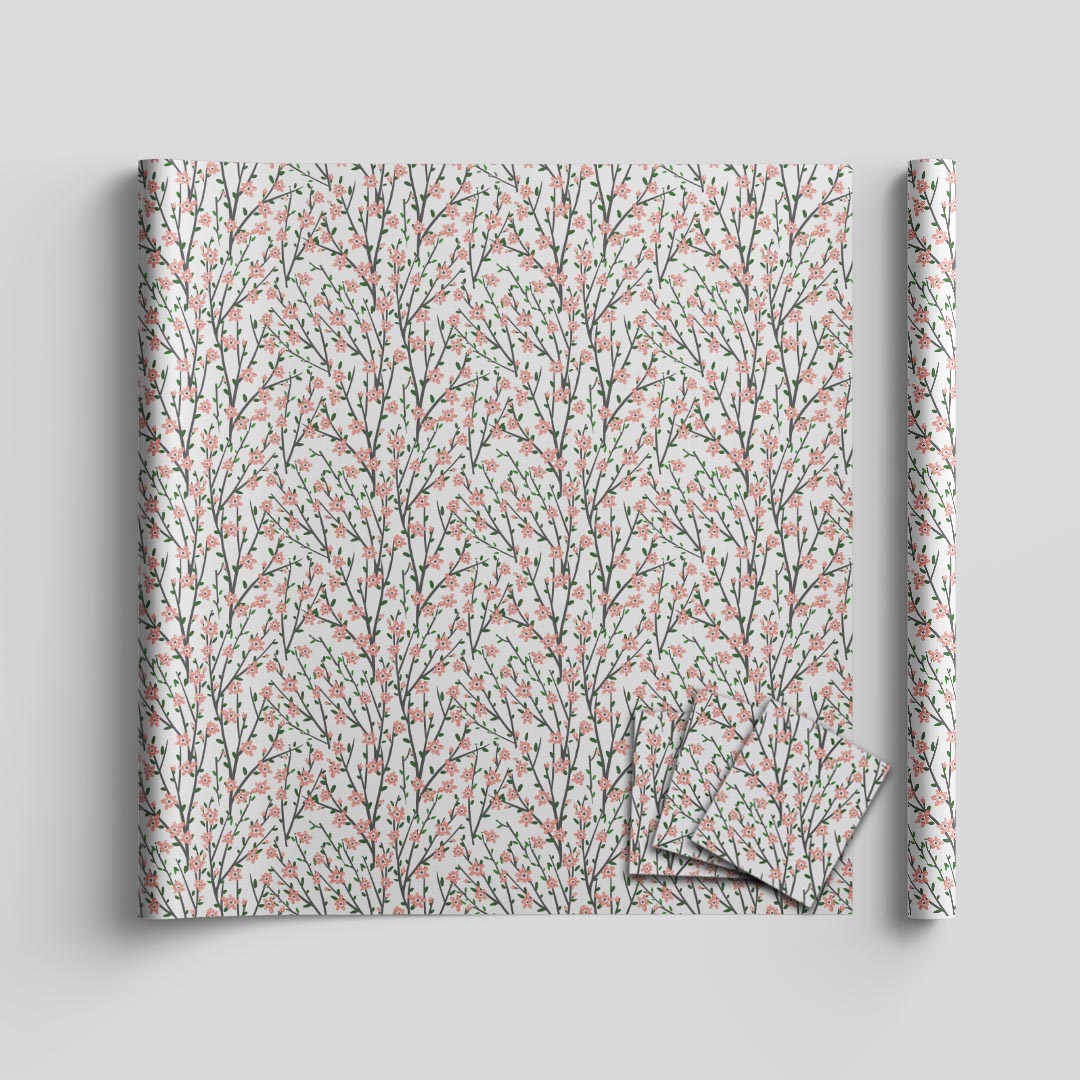 Cherry blossom wrapping sheets+note cards<br/>(set of 5) - PAPER-IT