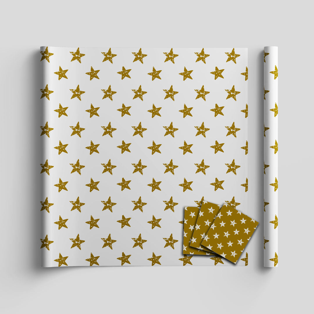 Christmas stars wrapping sheets+note cards<br/>(set of 5)