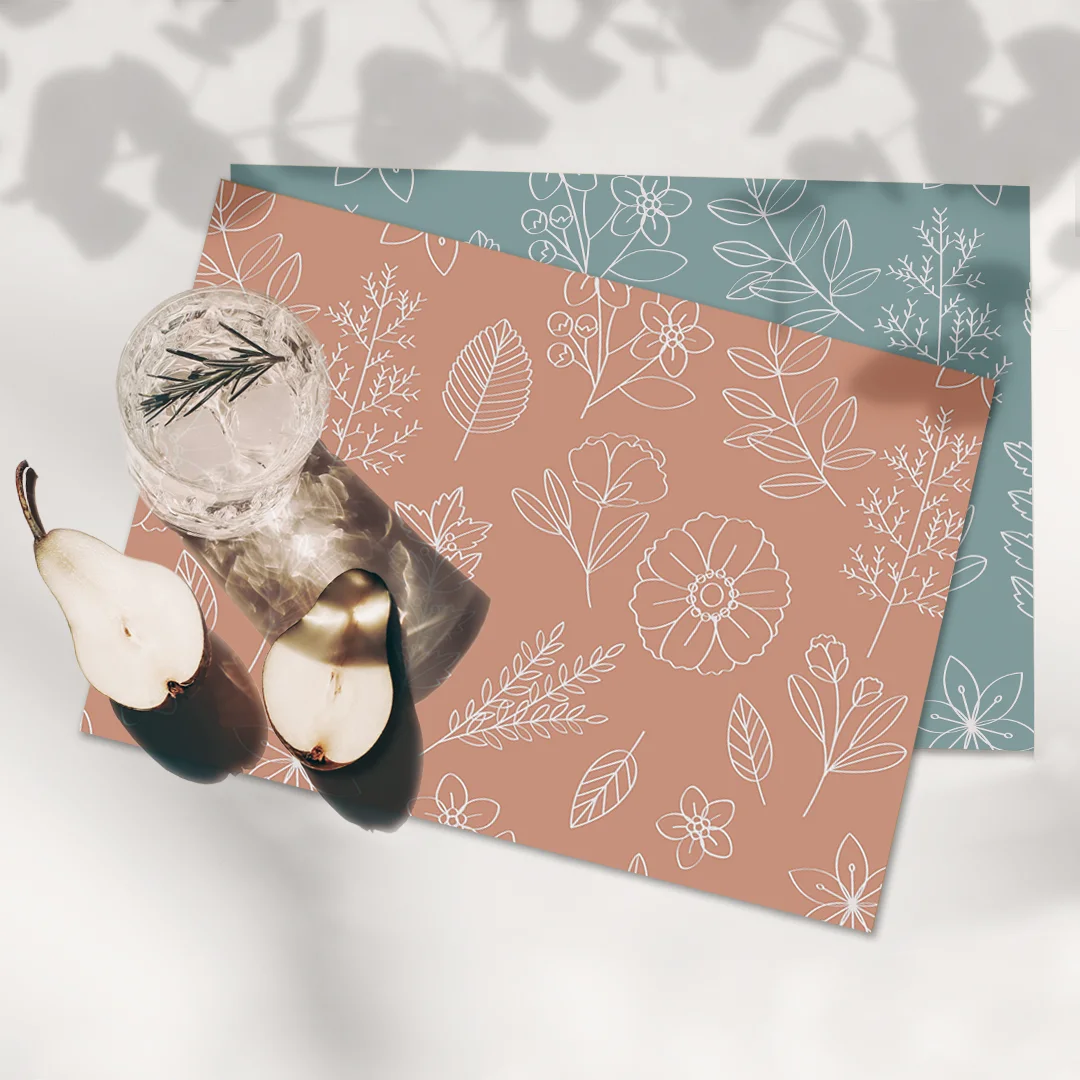Custom Paper Table Mat Floral Paper Tablemats Set of 50
