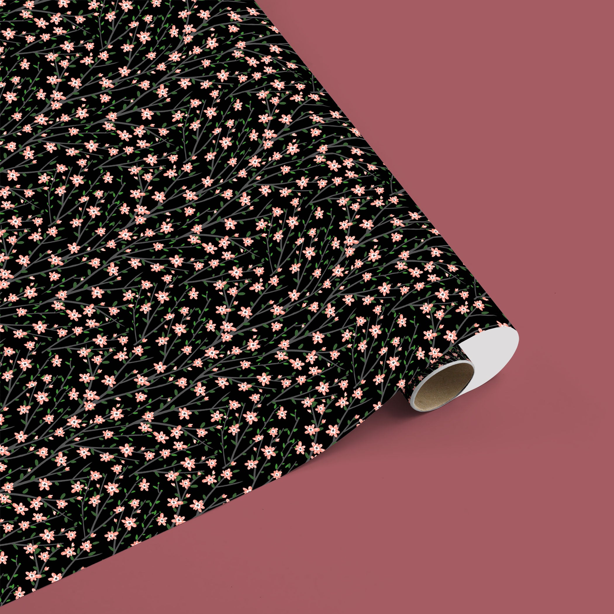 Cherry blossom darker wrapping sheets+note cards<br/>(set of 5) - PAPER-IT
